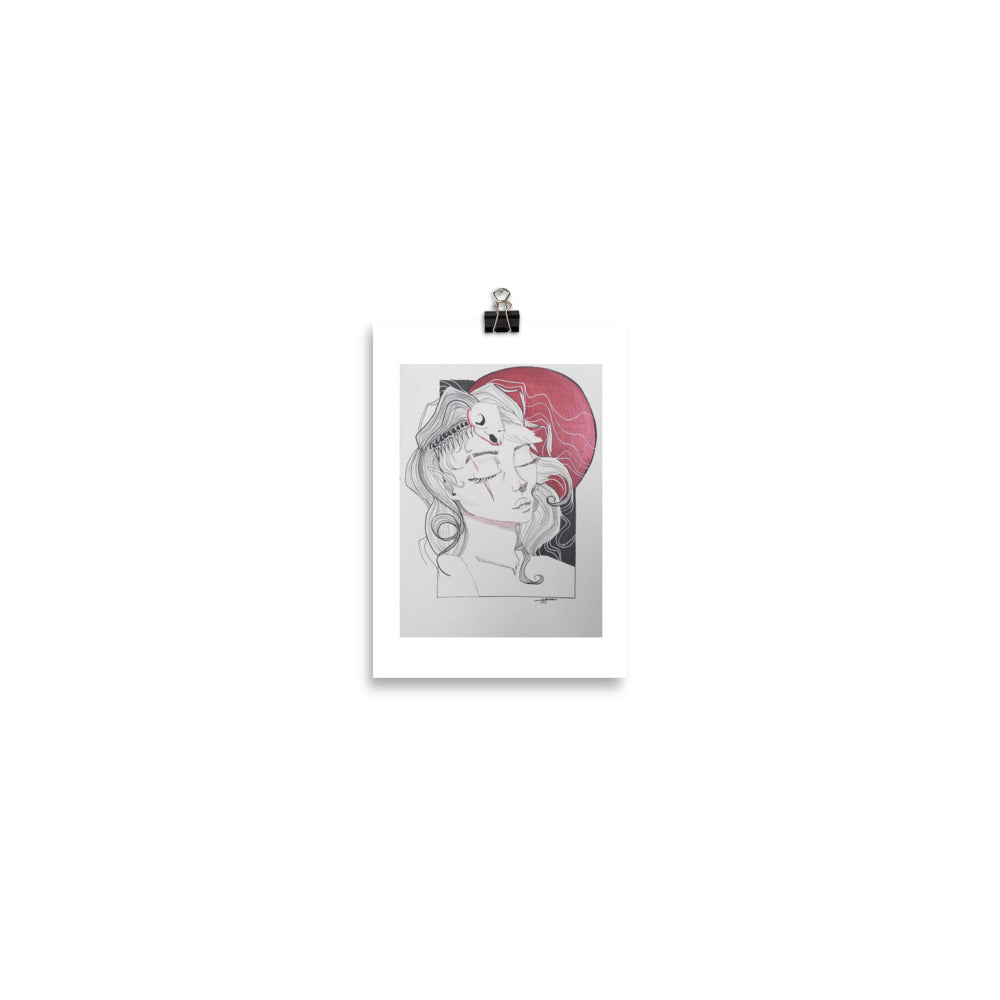 Red moon art print